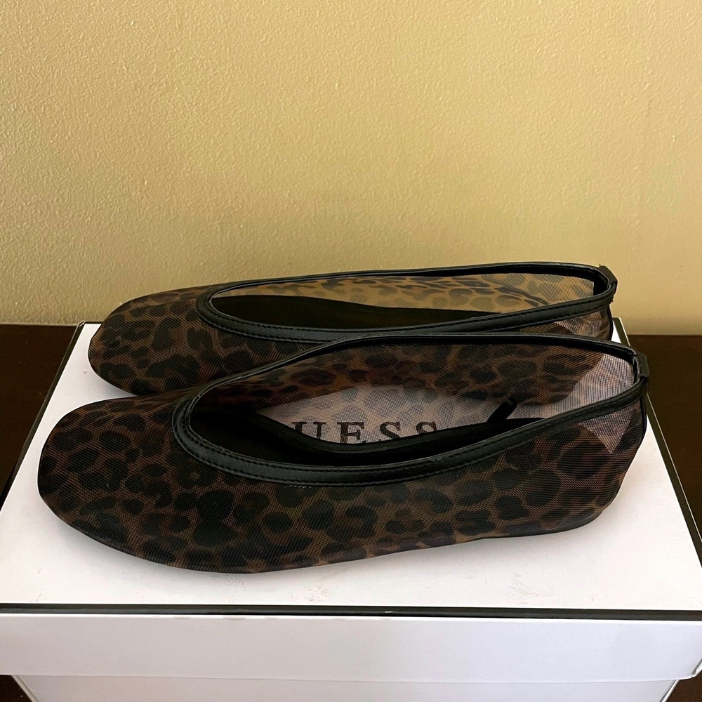 Old Navy Womens Leopard Print Mesh Ballet Flats Brown Black Square Toe Size 6